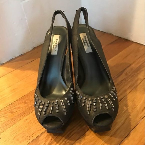 Size 7 Simply Vera Slingback Peep Toe Heels - Picture 3 of 5